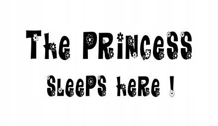 Napis na ścianę sypialnia Princess Sleeps Here 17, 200x100 cm