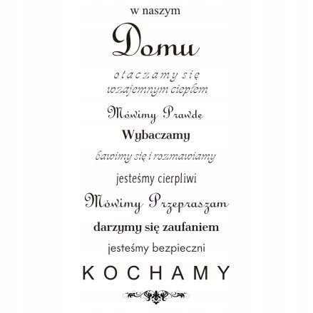 Napis na ścianę, naklejka - W naszym domu - 167, 200x100 cm