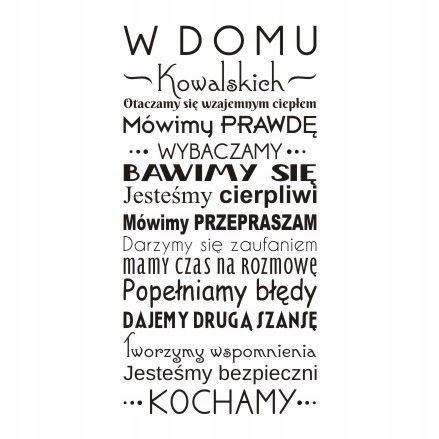 Napis na ścianę, naklejka - W domu - 170, 200x100 cm