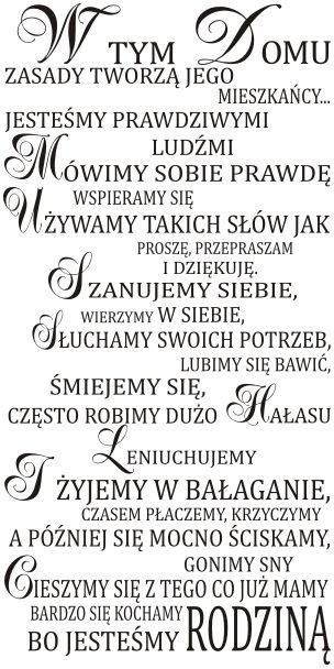 Napis na ścianę, naklejka - W tym domu - 159, 200x100 cm