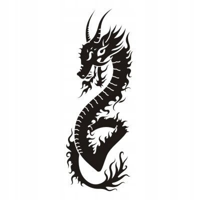 Naklejka na ścianę dragon tribal azja Smok 30, 98x36 cm