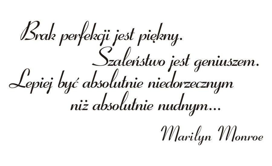Napis na ścianę naklejka Brak perfekcji, Monroe 68, 200x100 cm