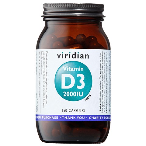 Viridian Witamina D3 2000IU (wegan 150 kapsułek) suplement diety 5060003592792