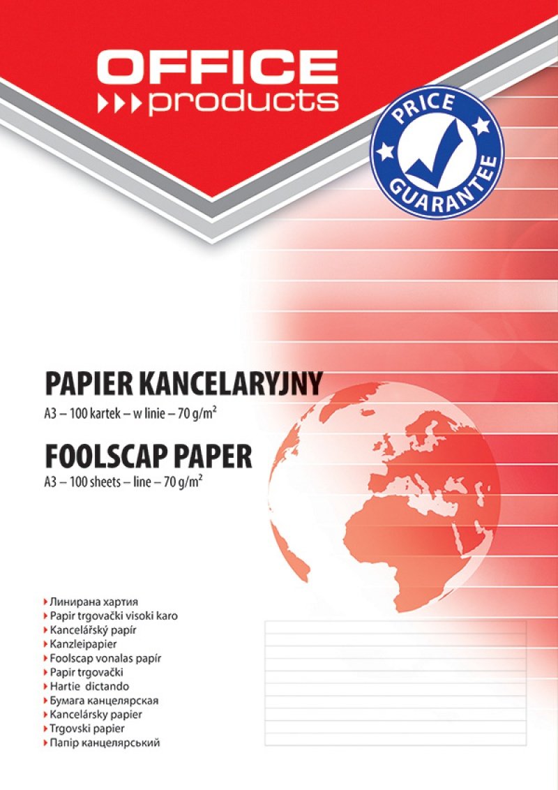 OFFICE PRODUCTS Papier kancelaryjny OFFICE PRODUCTS, w linie, A3, 100ark. 14115131-14