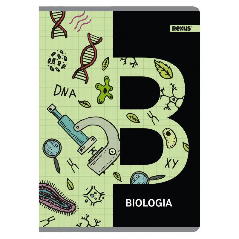 Zeszyt tematyczny, biologia w formacie A5, 60 kartek w kratkę, metalizowany