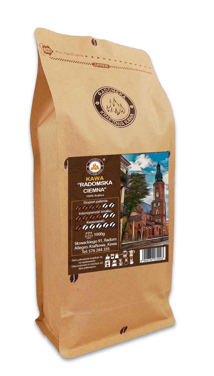 Kawa mielona RADOMSKA KRAFTOWA CIEMNA Arabica 100% ŚWIEŻO PALONA