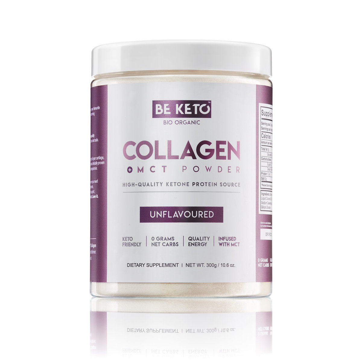 Suplement diety, BeKeto, Keto Kolagen z Olejem MCT, Bezsmakowy, 300 g