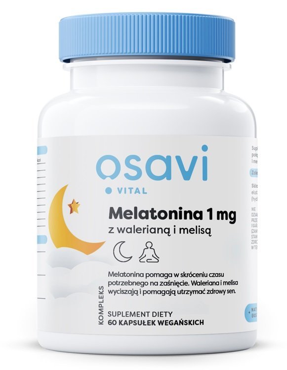 Osavi - Melatonina z Walerianą i Melisą, 1mg, 60 vkaps