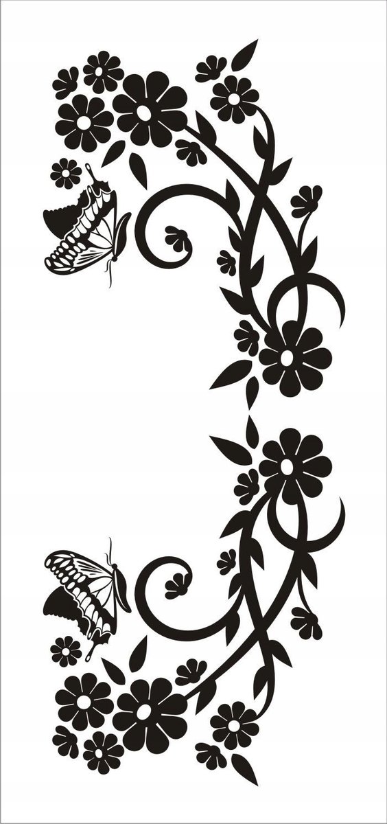 Naklejka na ścianę motyl kwiaty dekor Ornament 140, 100x40 cm
