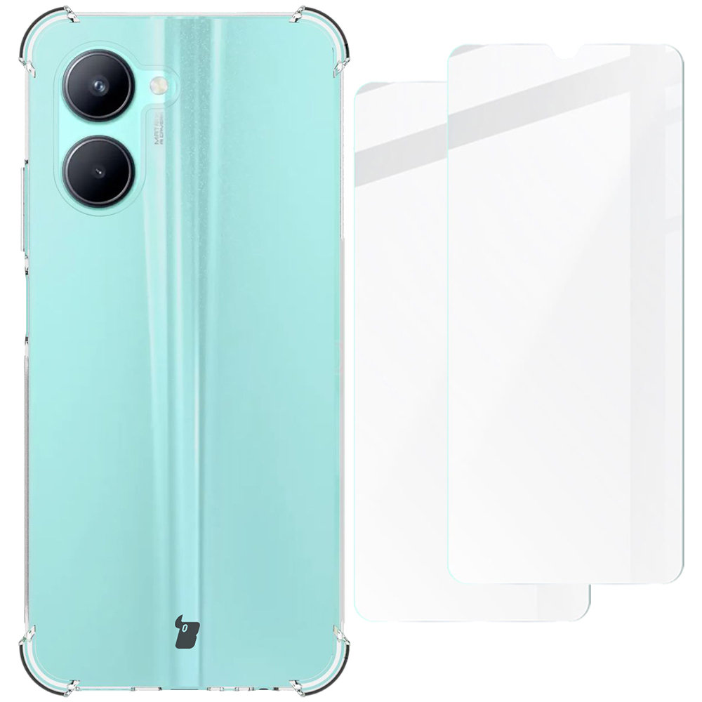 Bizon Etui + 2x szkło Case Clear Pack do Realme C33 przezroczyste