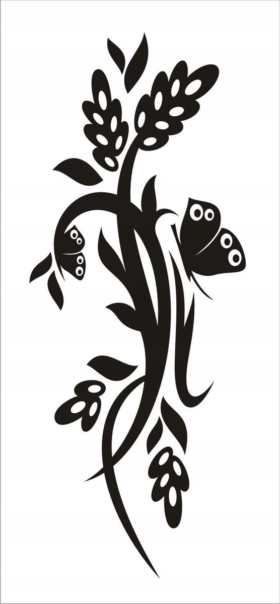 Naklejka na ścianę motyl kwiaty dekor Ornament 110, 100x40 cm