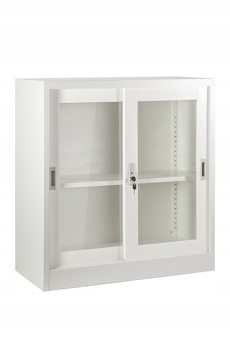 Szafka biurowa zamykana metalowa przeszklona