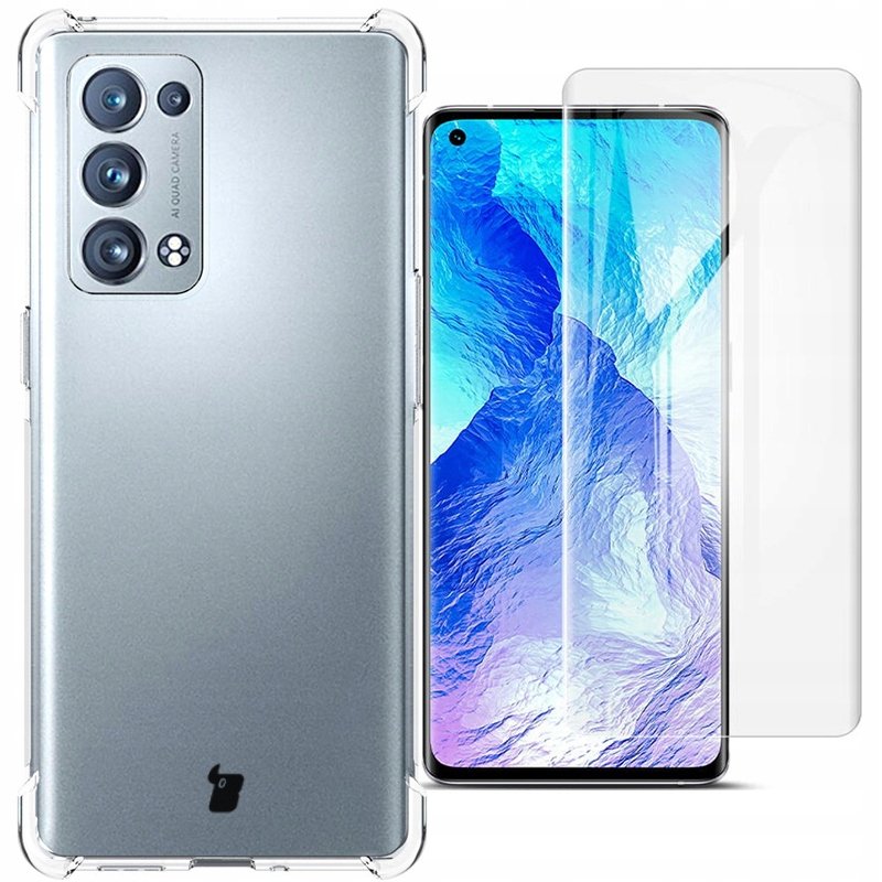 Bizon Etui + 2x szkło Case Clear Oppo Reno 6 Pro 5G przezroczyste