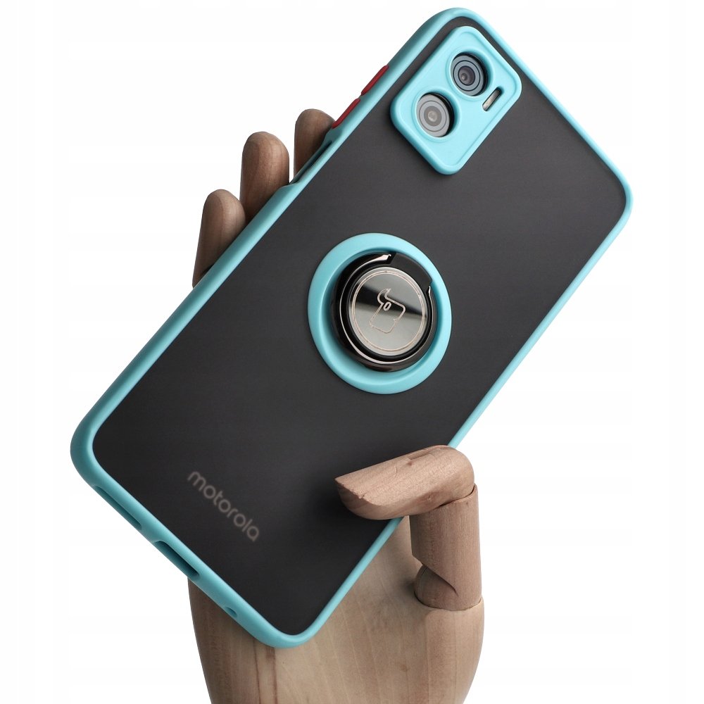 Bizon Etui Case Hybrid Ring do Motorola Moto E22/E22i błękitne
