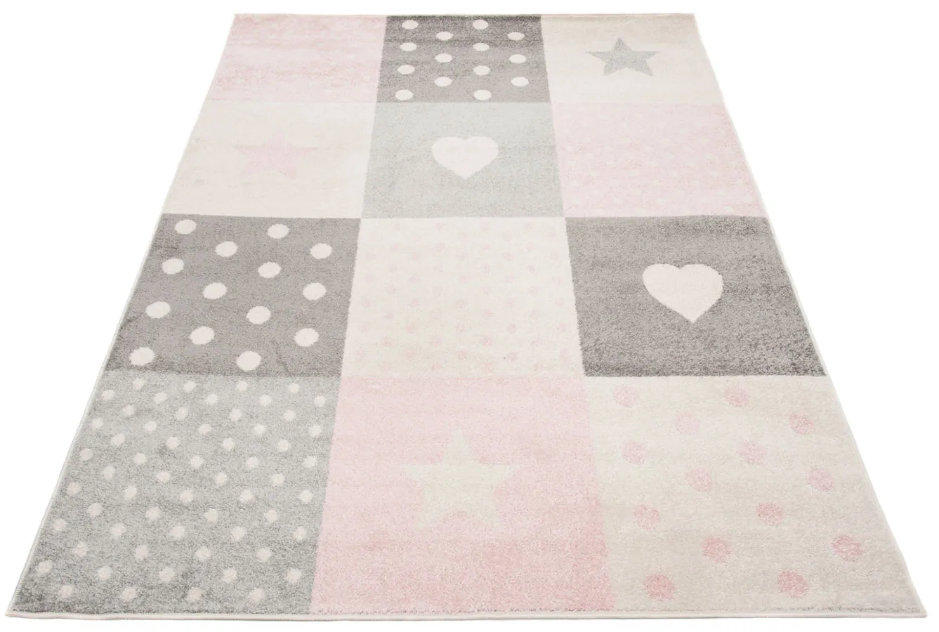 Biało Różowy Dywan Skandynawski Do Pokoju Dziecięcego R1-T83