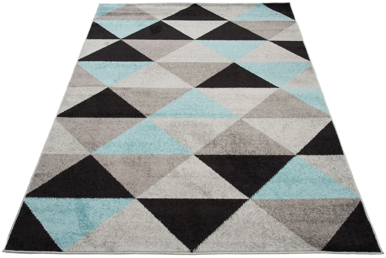 Szaro-turkusowy dywan do skandynawskiego salonu R4-W61