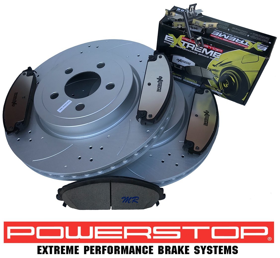 Przednie klocki EXTREME Z26 + WIERCONE NACINANE tarcze hamulcowe 345mm POWERSTOP XL Dodge Challenger