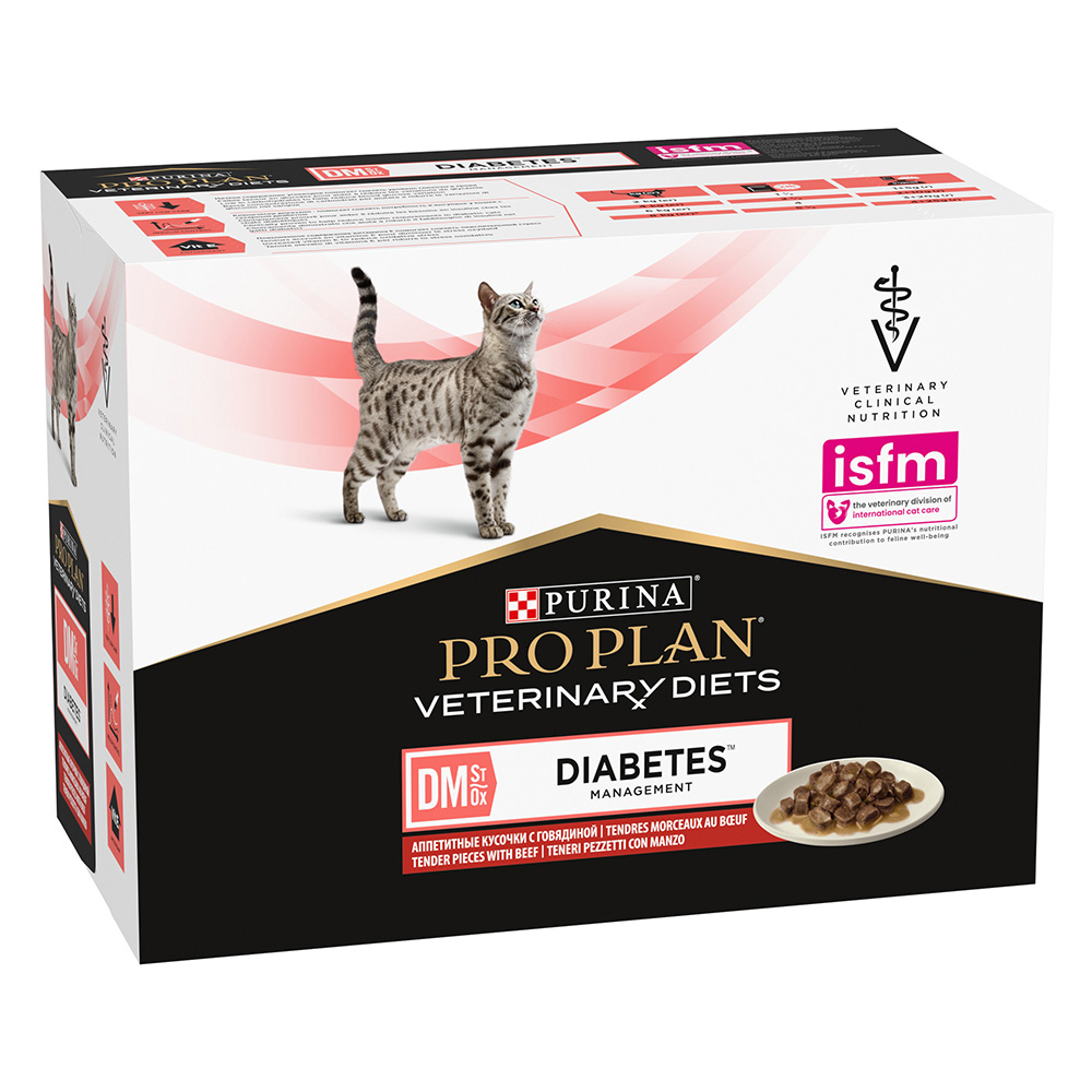 Purina Pro Plan Veterinary Diets Feline DM ST/OX - Diabetes Management, wołowina - 2 x 10 x 85 g