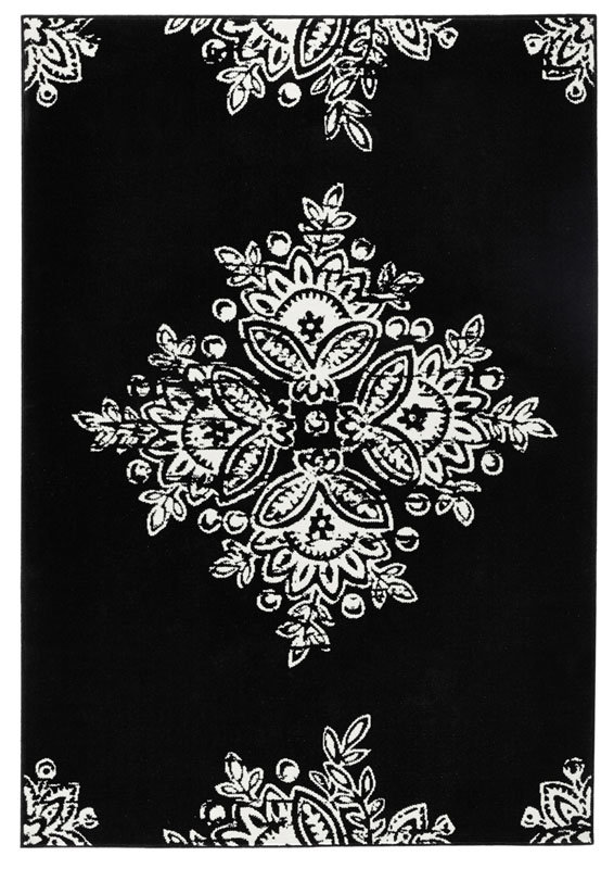 HANSE Home Stylowy welurowy dywan Blossom czarnym kremowy biały | 102428 102428
