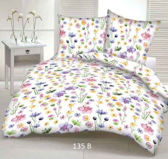 Poszewka z kory 40x40 135B biała łączka kolorowe kwiatki