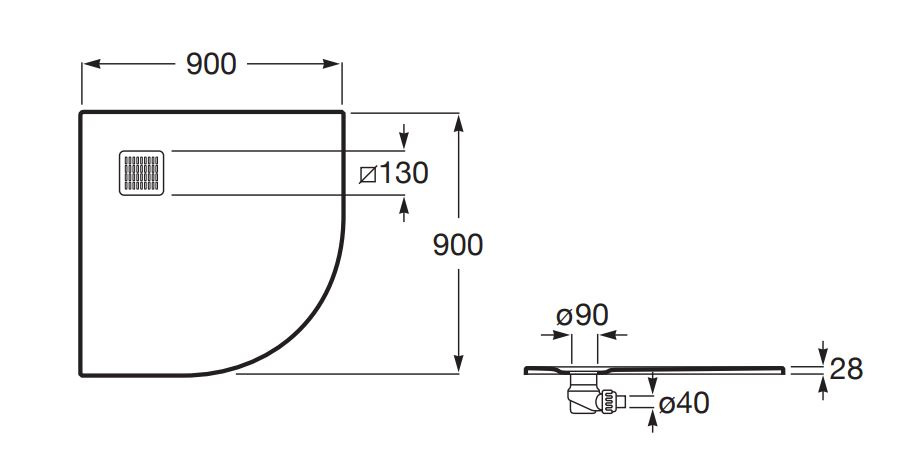 Roca Terran Brodzik półokrągły 90x90 cm szary łupek AP10538438401200 - odbiór osobisty: Kraków, Warszawa