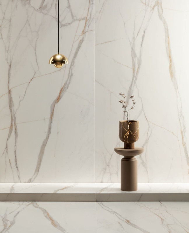 Tubądzin Marmo d'Oro Pol Płytka gresowa podłogowa 119,8x119,8 cm biała