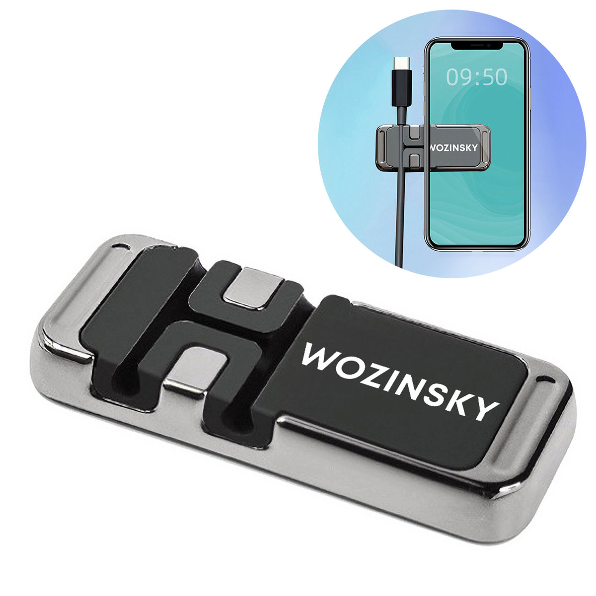 Wozinsky Uchwyt na telefon magnetyczny z organizerem do kabli (WMCDO-B1)