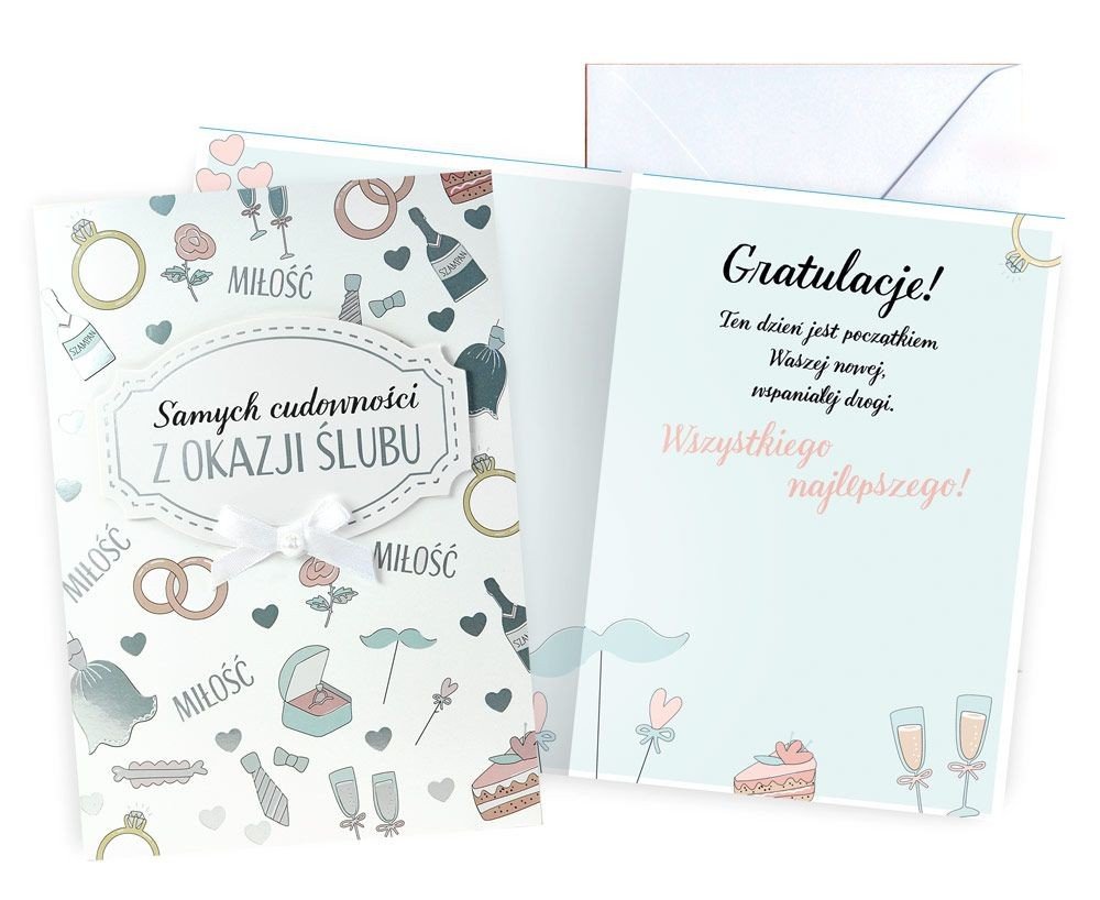 Kartka na Ślub zabawna, pięknie zdobiona DK977