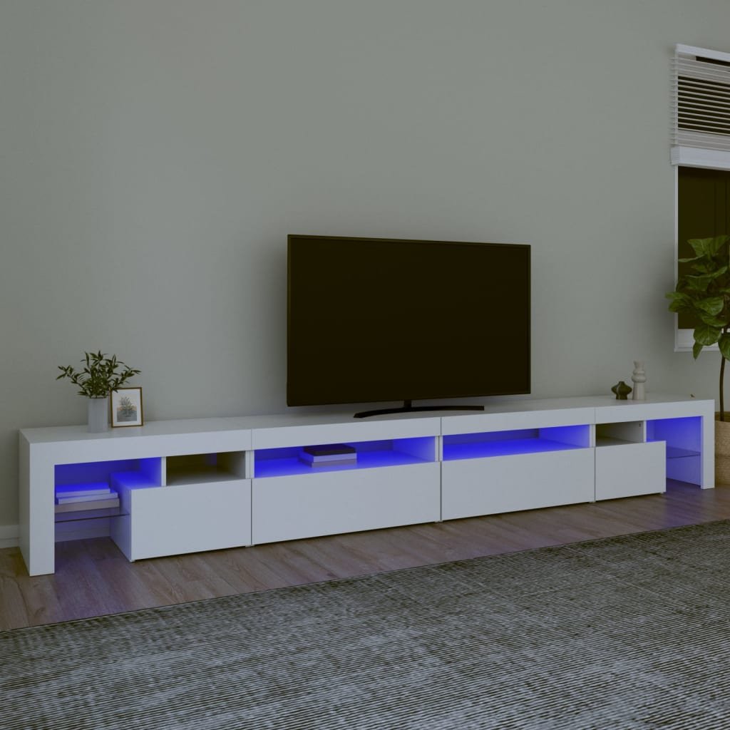 Lumarko Szafka pod TV z oświetleniem LED, biała, 290x36,5x40 cm