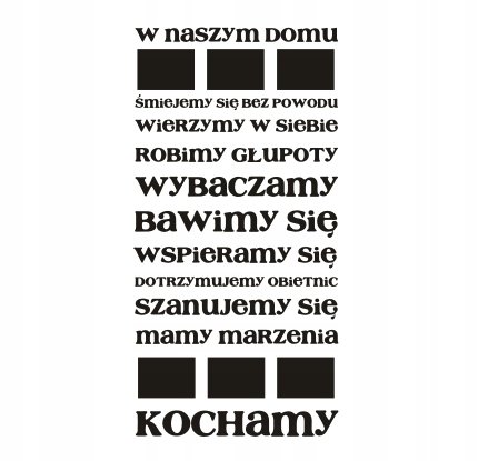 Napis na ścianę, naklejka - W naszym domu - 166, 240x120 cm