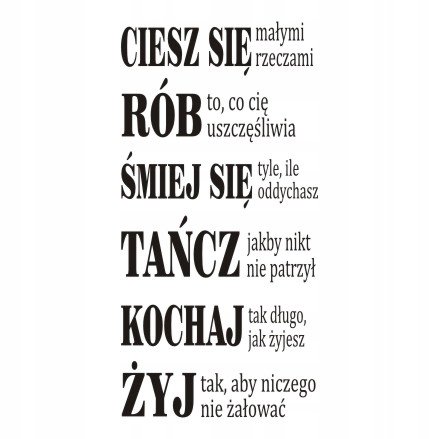 Napis na ścianę, naklejka - Ciesz się... 207, 240x120 cm