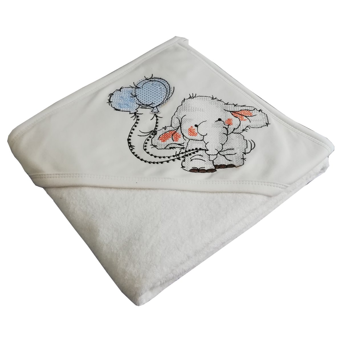 Ręcznik niemowlęcy kąpielowy z kapturkiem Słonik niebieski