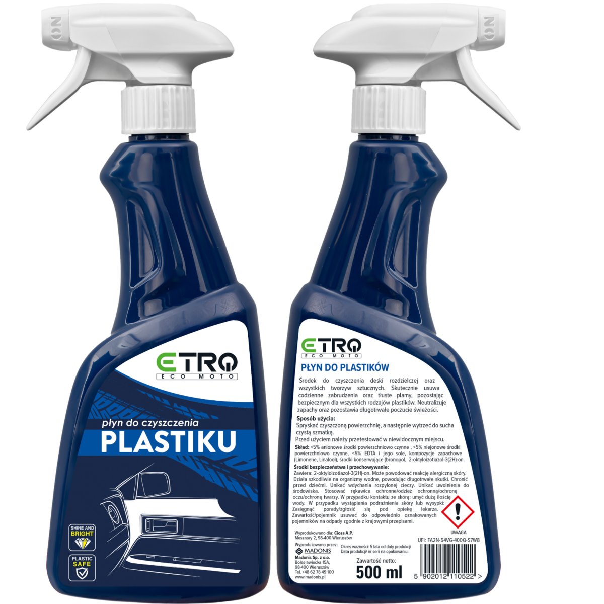 Płyn do czyszczenia plastików 500 ml - ETRO