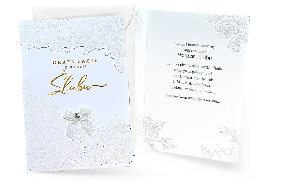 Kartka na ślub z życzeniami, elegancka Duża XXL KPE203