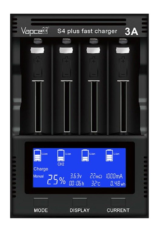 Vapcell S4 plus V2.0 Ładowarka do akumulatorów Li-ion / NI-MH z kontrolą temperatury