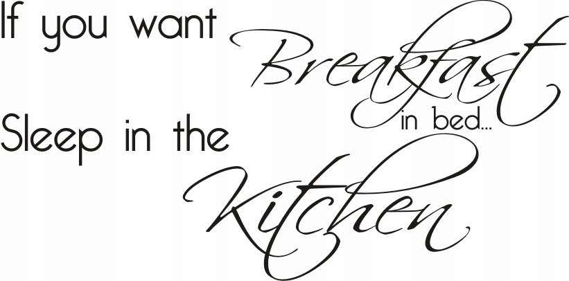 Napis na ścianę, naklejka - Breakfast - 116, 240x120 cm