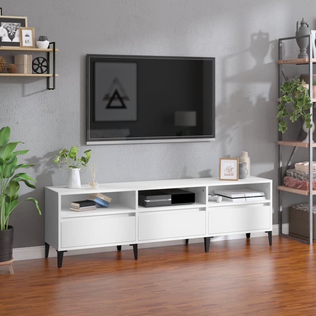 vidaXL Szafka pod TV, biała, 150x30x44,5 cm, materiał drewnopochodny