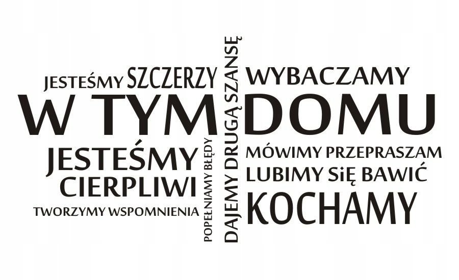 Napis na ścianę naklejka zasady - W tym domu.. 46, 200x100 cm