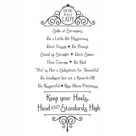 Napis na ścianę, naklejka - How To Be A Lady - 201, 240x120 cm