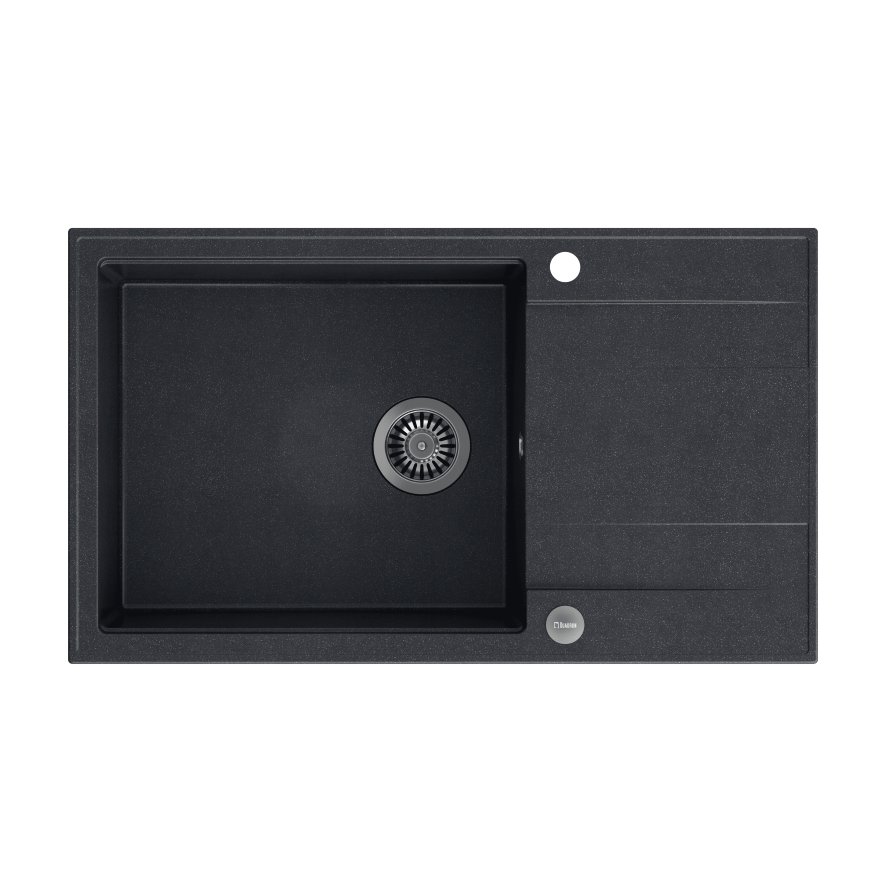 QUADRON Zlew EVAN 136 XL black diamond + syfon INOX