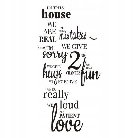 Napis na ścianę naklejka - In This House ... 188, 240x120 cm