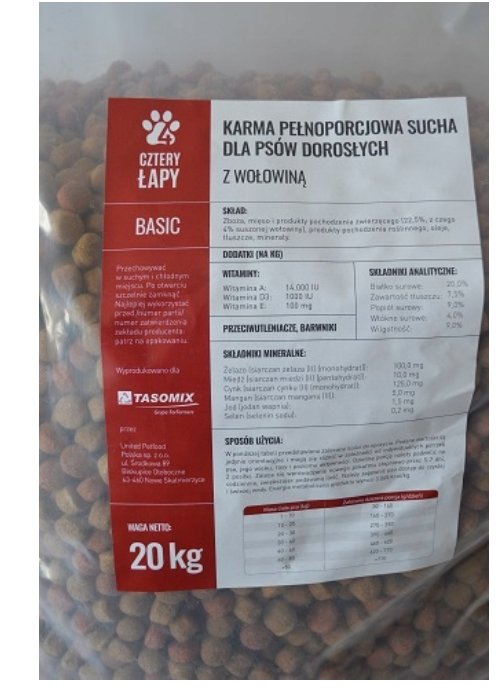 PEŁNOPORCJOWA KARMA DLA PSÓW DOROSŁYCH 4 ŁAPY Z WOŁOWINĄ