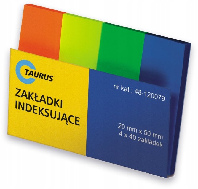 TAURUS Zakładki indeksujące 20x50/40 4kol neon/PP