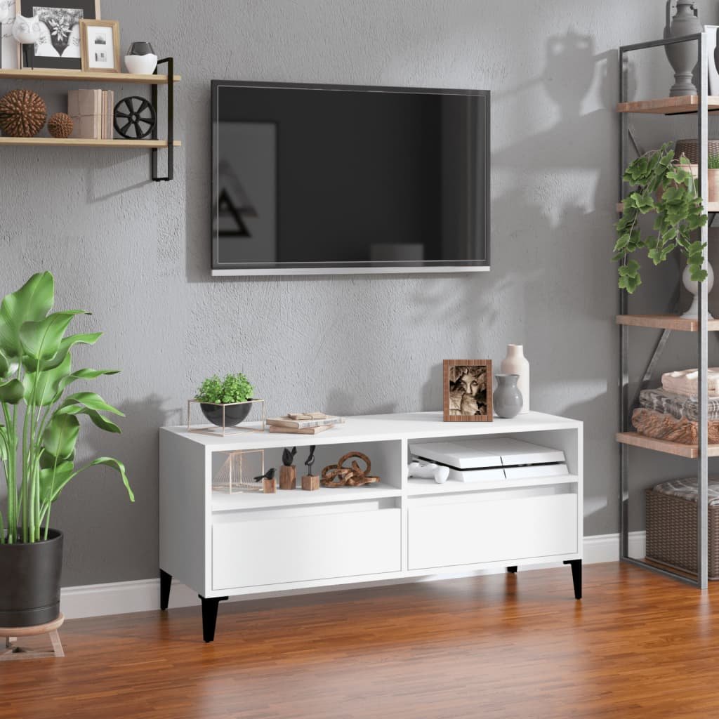 vidaXL Szafka pod TV, biała, 100x34,5x44,5 cm, materiał drewnopochodny