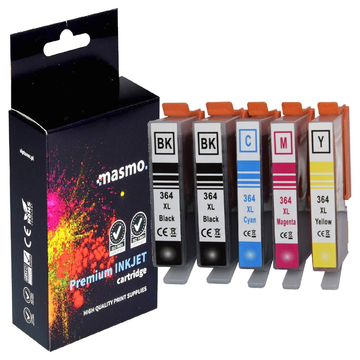 Zestaw 5x Tusz MASMO do HP 364 C6380 D5460 6510 5524 B109 CMYK zamiennik