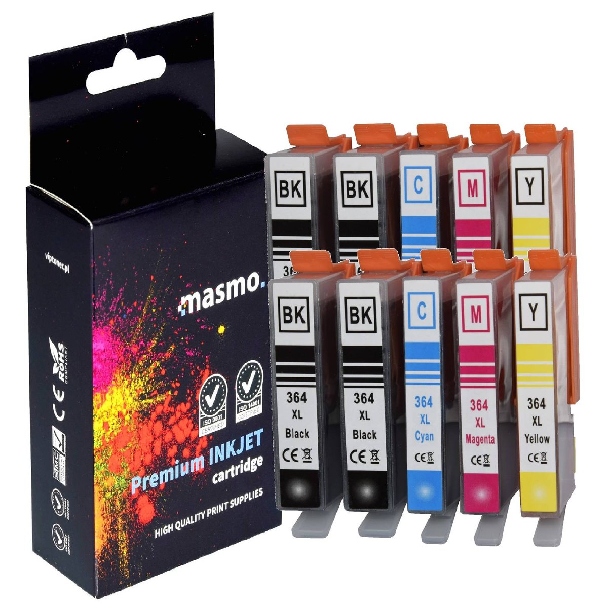Zestaw 10X Tusz Masmo Do Hp 364 C6380 D5460 6510 5524 B109 Cmyk Zamiennik