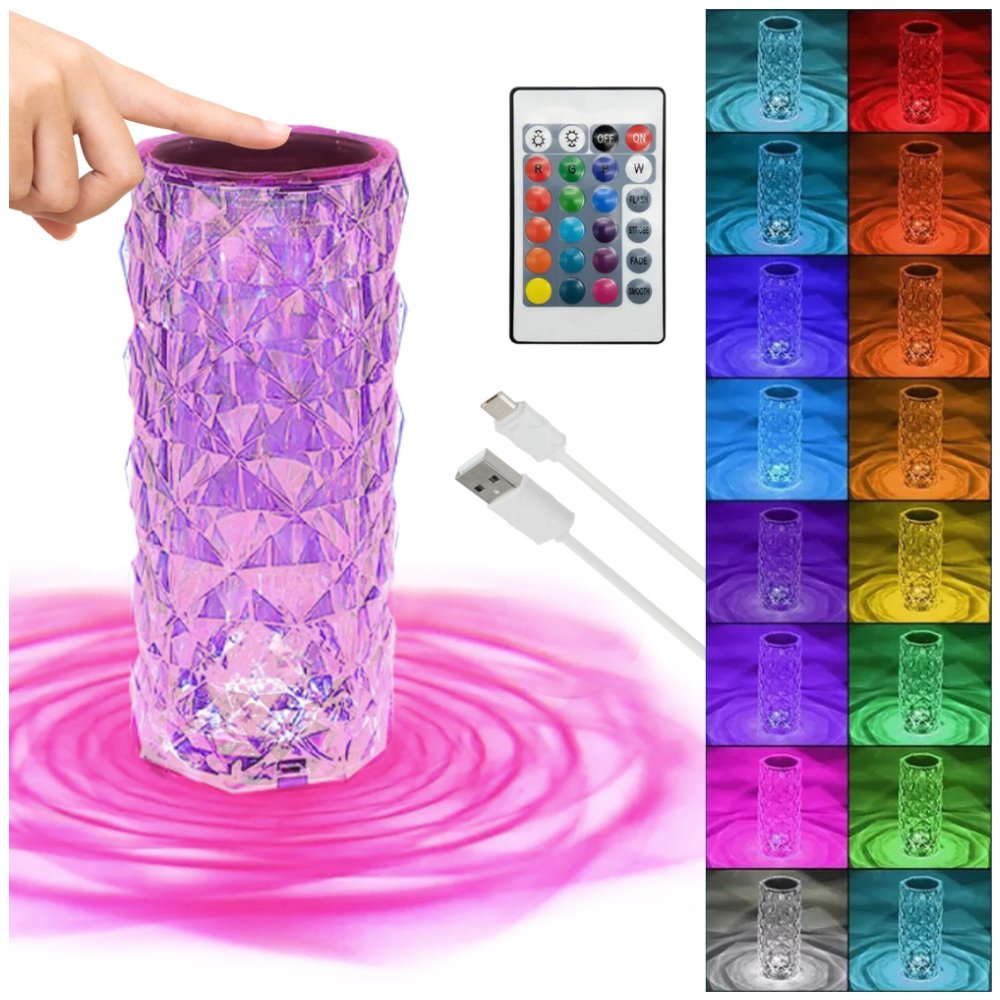 Lampa Kryształowa Led Lampka Nocna Dotykowa Pilot