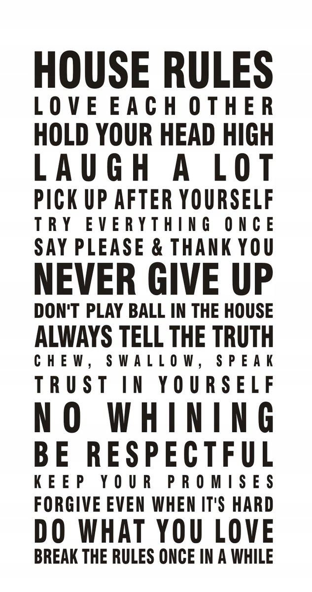 Napis na ścianę, naklejka - House rules... - 14, 240x120 cm