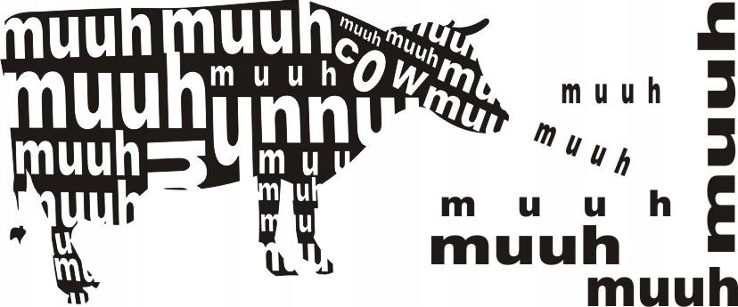 Napis na ścianę, naklejka - Mucząca krowa - 5, 240x120 cm