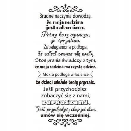 Napis na ścianę naklejka - Brudne naczynia... 230, 240x120 cm